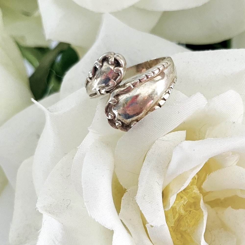 Vintage Hand Made unique Silver tone Spoon Style ring from a vintage spoon